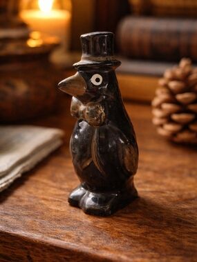 Vintage Penguin Figurine Japan Top Hat Ceramic Decor